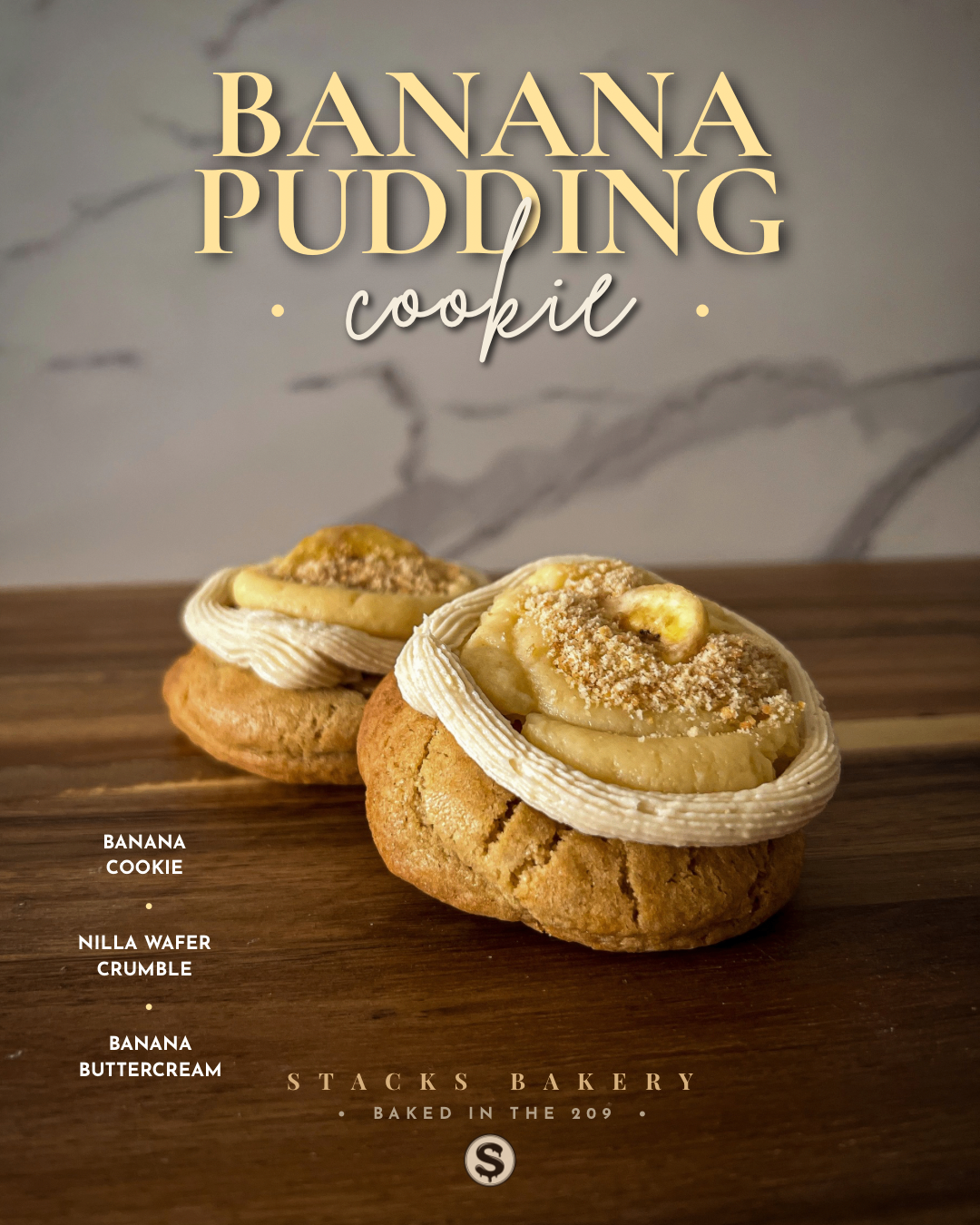 Stacks Magazine page for the Banana Pudding cookie